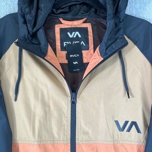 RVCA Ryder Jacket Medium Color Block Windbreaker Hooded Full‎ Zip New with tags